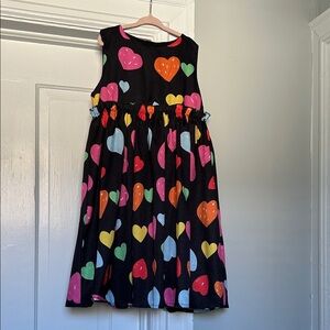 Lola + The Boys Black Dress with Multicolor Heart Design